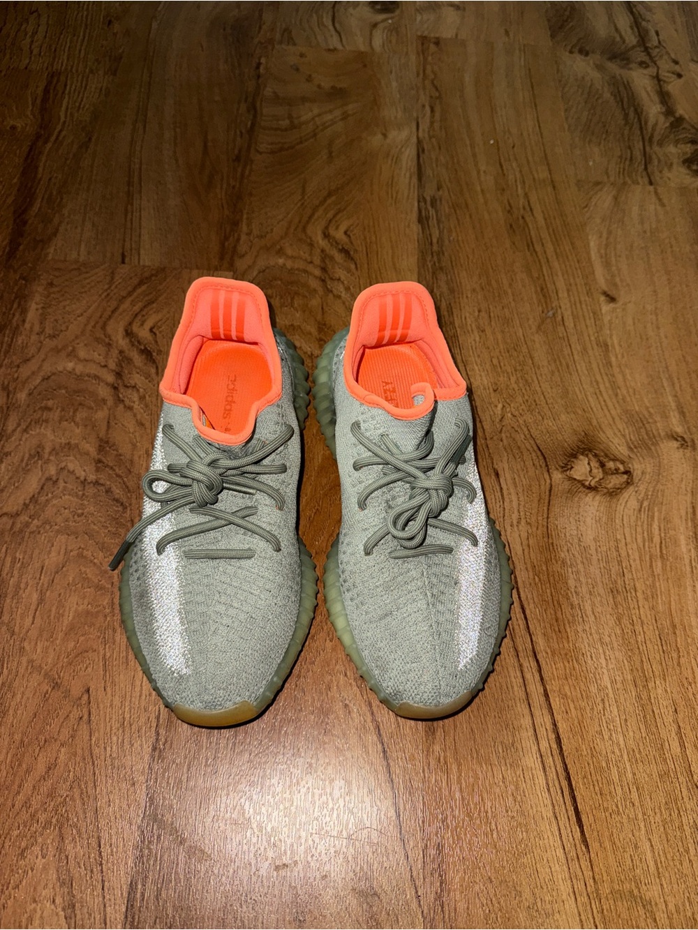 Yeezy Kids Gray Knit Sneakers with Bright Coral Lining